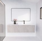 ABS RIVA WH1500-WO VIENNA FLUTED WALL HUNG VANITY 1500MM SINGLE BOWL WHITE OAK - Urban Designs Bathroom and Kitchen