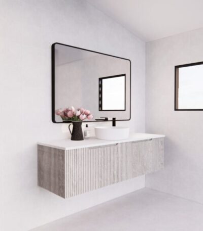 ABS RIVA WH1500-WO VIENNA FLUTED WALL HUNG VANITY 1500MM SINGLE BOWL WHITE OAK - Urban Designs Bathroom and Kitchen