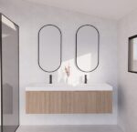 ABS RIVA WH1500D-AO VIENNA FLUTED WALL HUNG VANITY 1500MM DOUBLE BOWL AMERICAN OAK - Urban Designs Bathroom and Kitchen