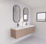 ABS RIVA WH1500D-AO VIENNA FLUTED WALL HUNG VANITY 1500MM DOUBLE BOWL AMERICAN OAK - Urban Designs Bathroom and Kitchen