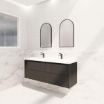 ABS RIVA WH1500D-MB BALI FLUTED WALL HUNG VANITY 1500MM DOUBLE BOWL MATTE BLACK - Urban Designs Bathroom and Kitchen