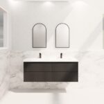 ABS RIVA WH1500D-MB BALI FLUTED WALL HUNG VANITY 1500MM DOUBLE BOWL MATTE BLACK - Urban Designs Bathroom and Kitchen