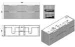 ABS RIVA WH1500D-MB BALI FLUTED WALL HUNG VANITY 1500MM DOUBLE BOWL MATTE BLACK - Urban Designs Bathroom and Kitchen
