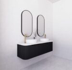 ABS RIVA WH1500D-MB BERGEN CURVE FLUTED WALL HUNG VANITY 1500MM DOUBLE BOWL MATTE BLACK - Urban Designs Bathroom and Kitchen