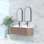 ABS RIVA WH1500D-ST BERGEN CURVE FLUTED WALL HUNG VANITY 1500MM DOUBLE BOWL SOLID TIMBER FINISH - Urban Designs Bathroom and Kitchen