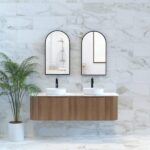 ABS RIVA WH1500D-ST BERGEN CURVE FLUTED WALL HUNG VANITY 1500MM DOUBLE BOWL SOLID TIMBER FINISH - Urban Designs Bathroom and Kitchen