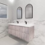 ABS RIVA WH1500D-WO BALI FLUTED WALL HUNG VANITY 1500MM DOUBLE BOWL WHITE OAK - Urban Designs Bathroom and Kitchen