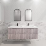 ABS RIVA WH1500D-WO BALI FLUTED WALL HUNG VANITY 1500MM DOUBLE BOWL WHITE OAK - Urban Designs Bathroom and Kitchen