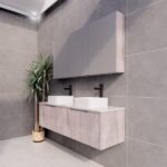 ABS RIVA WH1500D-WO VIENNA FLUTED WALL HUNG VANITY 1500MM DOUBLE BOWL WHITE OAK - Urban Designs Bathroom and Kitchen