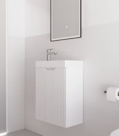 ABS RIVA WH4625-MW VIENNA FLUTED MINI WALL HUNG VANITY 450MM MATTE WHITE - Urban Designs Bathroom and Kitchen