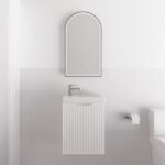 ABS RIVA WH4625-MW VIENNA FLUTED MINI WALL HUNG VANITY 450MM MATTE WHITE - Urban Designs Bathroom and Kitchen
