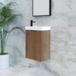 ABS RIVA WH4625-ST VIENNA FLUTED MINI WALL HUNG VANITY 450MM SOLID TIMBER FINISH - Urban Designs Bathroom and Kitchen