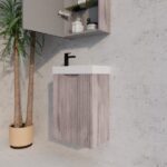 ABS RIVA WH4625-WO VIENNA FLUTED MINI WALL HUNG VANITY 450MM WHITE OAK - Urban Designs Bathroom and Kitchen