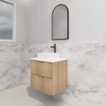 ABS RIVA WH600-AO BALI FLUTED WALL HUNG VANITY 600MM AMERICAN OAK - Urban Designs Bathroom and Kitchen