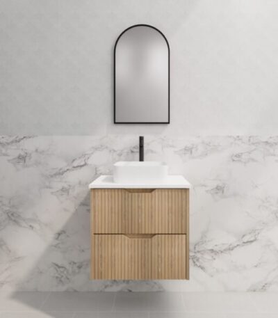 ABS RIVA WH600-AO BALI FLUTED WALL HUNG VANITY 600MM AMERICAN OAK - Urban Designs Bathroom and Kitchen