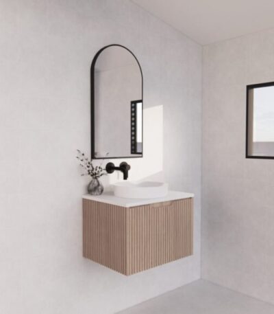 ABS RIVA WH600-AO VIENNA FLUTED WALL HUNG VANITY 600MM AMERICAN OAK - Urban Designs Bathroom and Kitchen