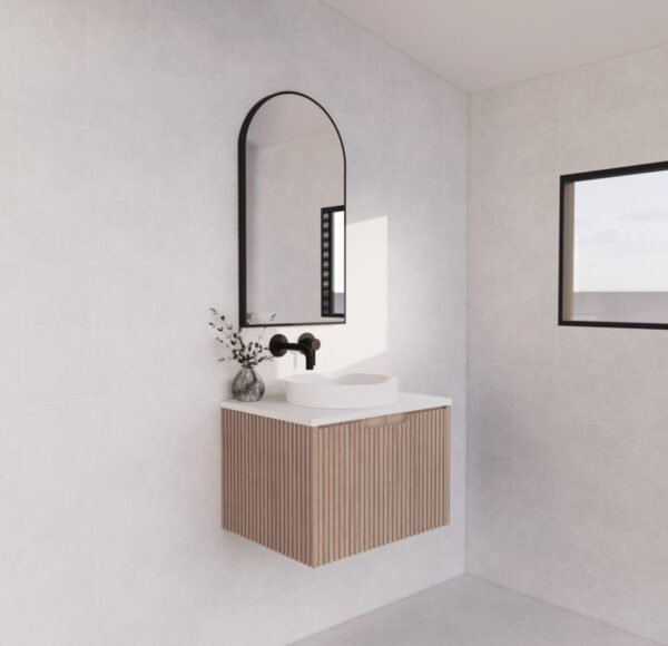 ABS RIVA WH600-AO VIENNA FLUTED WALL HUNG VANITY 600MM AMERICAN OAK - Urban Designs Bathroom and Kitchen