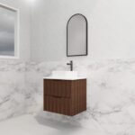 ABS RIVA WH600-BR BALI FLUTED WALL HUNG VANITY 600MM BROWN OAK - Urban Designs Bathroom and Kitchen