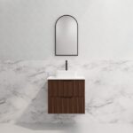 ABS RIVA WH600-BR BALI FLUTED WALL HUNG VANITY 600MM BROWN OAK - Urban Designs Bathroom and Kitchen
