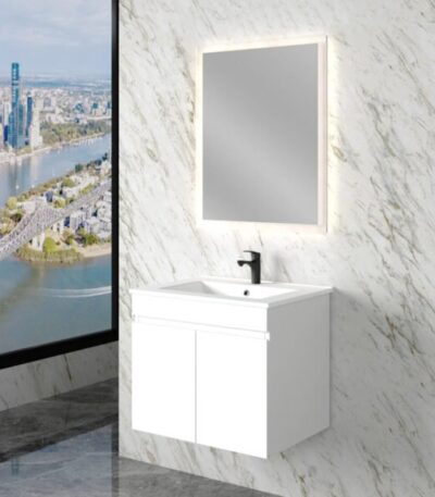ABS RIVA WH600-GW LESS WALL HUNG VANITY 600MM GLOSS WHITE - Urban Designs Bathroom and Kitchen