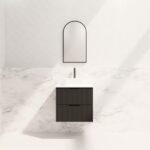ABS RIVA WH600-MB BALI FLUTED WALL HUNG VANITY 600MM MATTE BLACK - Urban Designs Bathroom and Kitchen
