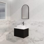 ABS RIVA WH600-MB VIENNA FLUTED WALL HUNG VANITY 600MM MATTE BLACK - Urban Designs Bathroom and Kitchen