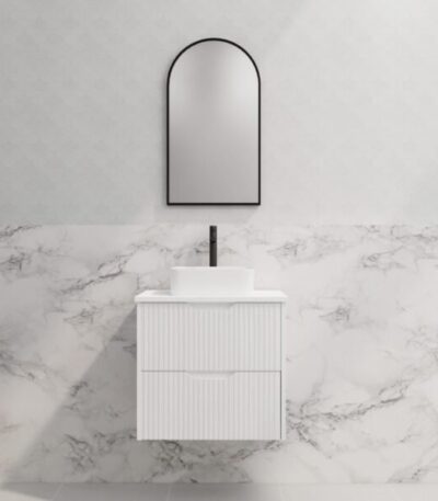 ABS RIVA WH600-MW BALI FLUTED WALL HUNG VANITY 600MM MATTE WHITE - Urban Designs Bathroom and Kitchen