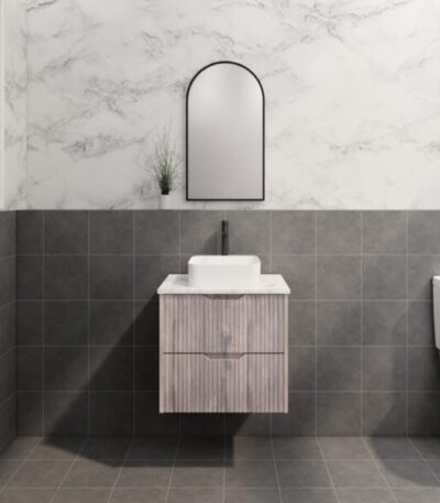 ABS RIVA WH600-WO BALI FLUTED WALL HUNG VANITY 600MM WHITE OAK - Urban Designs Bathroom and Kitchen