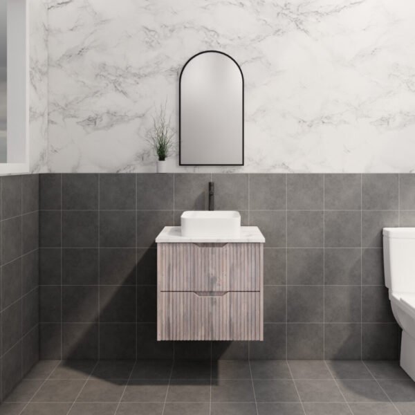 ABS RIVA WH600-WO BALI FLUTED WALL HUNG VANITY 600MM WHITE OAK - Urban Designs Bathroom and Kitchen