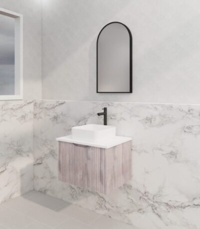 ABS RIVA WH600-WO VIENNA FLUTED WALL HUNG VANITY 600MM WHITE OAK - Urban Designs Bathroom and Kitchen