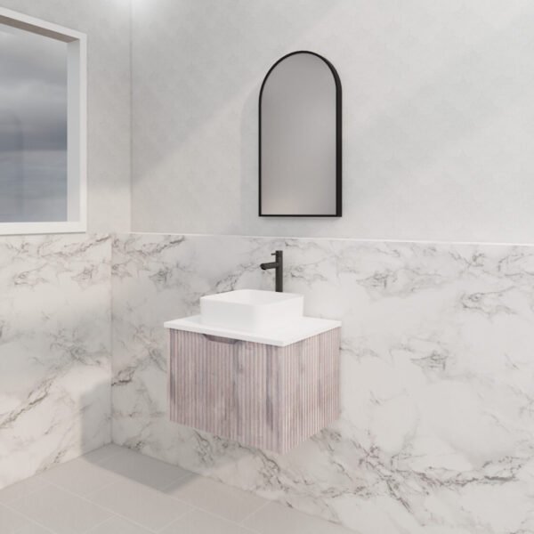 ABS RIVA WH600-WO VIENNA FLUTED WALL HUNG VANITY 600MM WHITE OAK - Urban Designs Bathroom and Kitchen