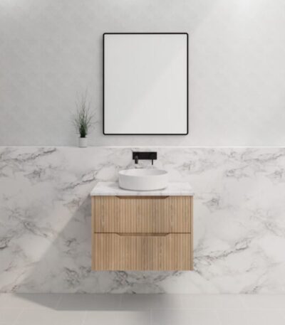 ABS RIVA WH750-AO BALI FLUTED WALL HUNG VANITY 750MM AMERICAN OAK - Urban Designs Bathroom and Kitchen