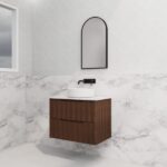 ABS RIVA WH750-BR BALI FLUTED WALL HUNG VANITY 750MM BROWN OAK - Urban Designs Bathroom and Kitchen