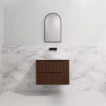 ABS RIVA WH750-BR BALI FLUTED WALL HUNG VANITY 750MM BROWN OAK - Urban Designs Bathroom and Kitchen