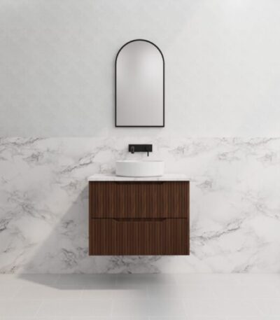 ABS RIVA WH750-BR BALI FLUTED WALL HUNG VANITY 750MM BROWN OAK - Urban Designs Bathroom and Kitchen