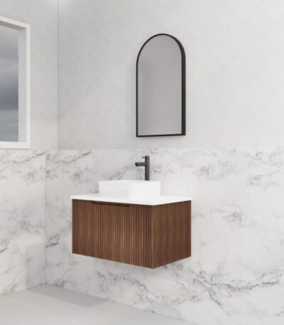 ABS RIVA WH750-BR VIENNA FLUTED WALL HUNG VANITY 750MM BROWN OAK - Urban Designs Bathroom and Kitchen