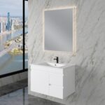 ABS RIVA WH750-GW LESS WALL HUNG VANITY 750MM LEFT/RIGHT HAND DRAWERS GLOSS WHITE - Urban Designs Bathroom and Kitchen