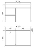ABS RIVA WH750-GW LESS WALL HUNG VANITY 750MM LEFT/RIGHT HAND DRAWERS GLOSS WHITE - Urban Designs Bathroom and Kitchen
