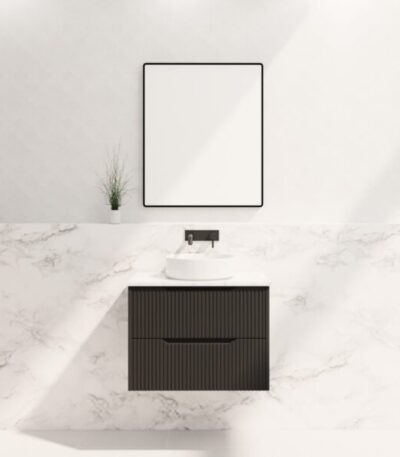 ABS RIVA WH750-MB BALI FLUTED WALL HUNG VANITY 750MM MATTE BLACK - Urban Designs Bathroom and Kitchen