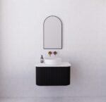 ABS RIVA WH750-MB BERGEN CURVE FLUTED WALL HUNG VANITY 750MM MATTE BLACK - Urban Designs Bathroom and Kitchen
