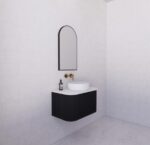 ABS RIVA WH750-MB BERGEN CURVE FLUTED WALL HUNG VANITY 750MM MATTE BLACK - Urban Designs Bathroom and Kitchen