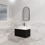 ABS RIVA WH750-MB VIENNA FLUTED WALL HUNG VANITY 750MM MATTE BLACK - Urban Designs Bathroom and Kitchen