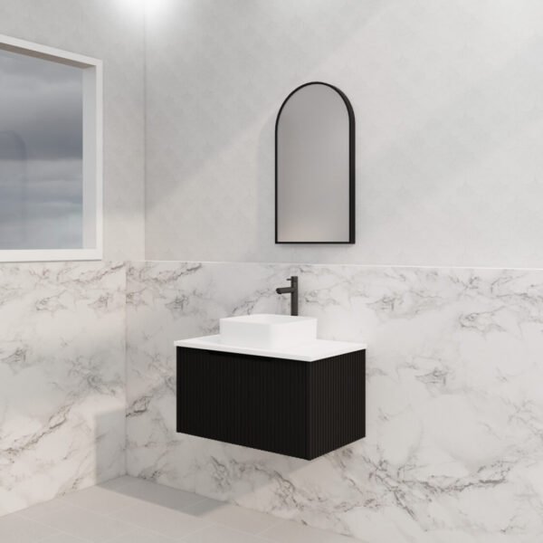 ABS RIVA WH750-MB VIENNA FLUTED WALL HUNG VANITY 750MM MATTE BLACK - Urban Designs Bathroom and Kitchen