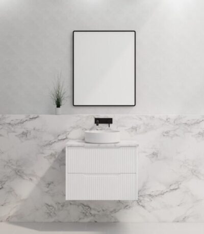 ABS RIVA WH750-MW BALI FLUTED WALL HUNG VANITY 750MM MATTE WHITE - Urban Designs Bathroom and Kitchen
