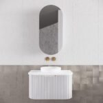 ABS RIVA WH750-MW BERGEN CURVE FLUTED WALL HUNG VANITY 750MM MATTE WHITE - Urban Designs Bathroom and Kitchen