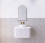 ABS RIVA WH750-MW BERGEN CURVE FLUTED WALL HUNG VANITY 750MM MATTE WHITE - Urban Designs Bathroom and Kitchen