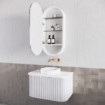 ABS RIVA WH750-MW BERGEN CURVE FLUTED WALL HUNG VANITY 750MM MATTE WHITE - Urban Designs Bathroom and Kitchen