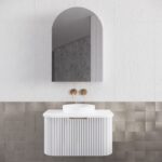 ABS RIVA WH750-MW BERGEN CURVE FLUTED WALL HUNG VANITY 750MM MATTE WHITE - Urban Designs Bathroom and Kitchen