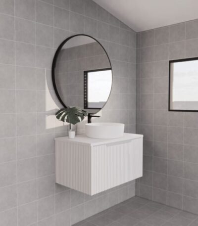 ABS RIVA WH750-MW VIENNA FLUTED WALL HUNG VANITY 750MM MATTE WHITE - Urban Designs Bathroom and Kitchen