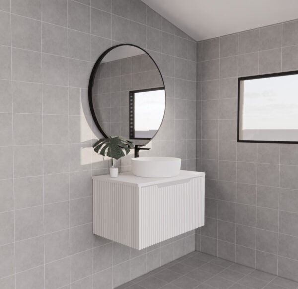 ABS RIVA WH750-MW VIENNA FLUTED WALL HUNG VANITY 750MM MATTE WHITE - Urban Designs Bathroom and Kitchen